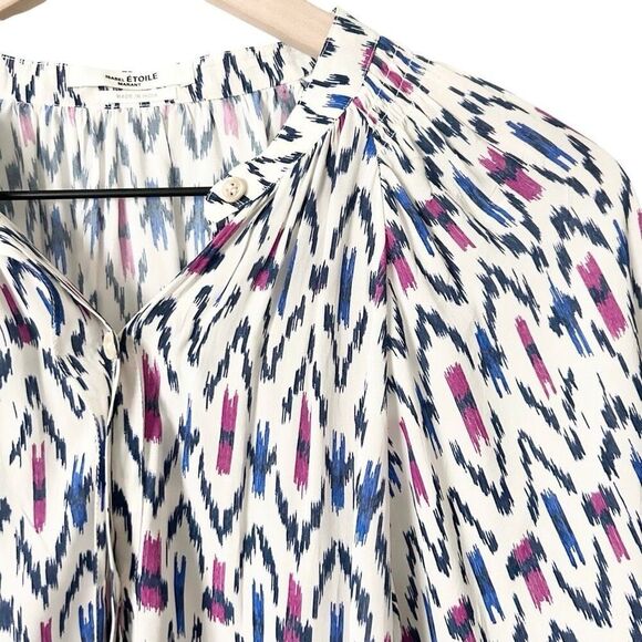 Isabel Marant Etoile Geometric Long Sleeve Aurora Blouse Size 38 FR 6 US - Picture 2 of 5